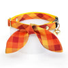 Cat Collar and Bunny Ear Bow Set - "Cinnamon" - Orange Yellow & Red Plaid Cat Collar w/ Matching Bunny Bow Tie / Fall + Thanksgiving / Cat, Kitten + Small Dog Sizes