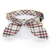 Cat Collar and Bunny Ear Bow Set - "Newberry" - Tan Plaid Cat Collar w/ Matching Bunny Bow Tie / Cat, Kitten + Small Dog Sizes