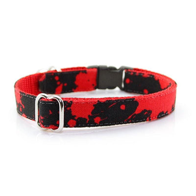 Cat Collar and Bunny Ear Bow Set - "Dracula" - Black & Red Blood Spatter Cat Collar w/ Matching Bunny Bow Tie / Halloween, Horror, Vampire / Cat, Kitten + Small Dog Sizes