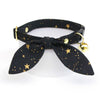 Cat Collar and Bunny Ear Bow Set - "Noir" - Rifle Paper Co® Gold Stars on Black Cat Collar w/ Matching Bunny Bow Tie / Cat, Kitten + Small Dog Sizes