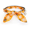 Cat Collar and Bunny Ear Bow Set - "Spooky Spiderwebs" - Halloween Orange Spider Web Cat Collar w/ Matching Bunny Bow Tie / Cat, Kitten + Small Dog Sizes