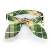 Cat Collar and Bunny Ear Bow Set - "Linden" - Tartan Plaid Green Cat Collar w/ Matching Bunny Bow Tie / Fall, Winter, Holiday / Cat, Kitten + Small Dog Sizes