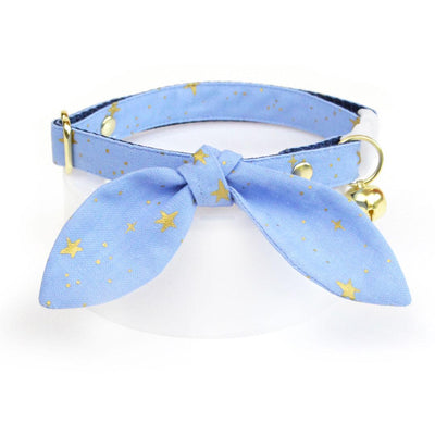 Cat Collar and Bunny Ear Bow Set - "Dusk" - Rifle Paper Co® Periwinkle Cat Collar w/ Matching Bunny Bow Tie / Cat, Kitten + Small Dog Sizes