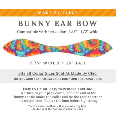 Cat Collar and Bunny Ear Bow Set - "Woodstock" - Tie Dye Cat Collar w/ Matching Bunny Bow Tie / Cat, Kitten + Small Dog Sizes