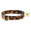 Cat Collar and Bunny Ear Bow Set - "Autumn Night" - Black Orange Leaves Fall Cat Collar w/ Matching Bunny Bow Tie / Halloween, Thanksgiving / Cat, Kitten + Small Dog Sizes