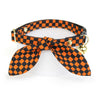 Cat Collar and Bunny Ear Bow Set - "Punk Rock Halloween" - Black Orange Checkered Cat Collar w/ Matching Bunny Bow Tie / Cat, Kitten + Small Dog Sizes