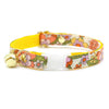 Cat Collar + Flower Set - "Groovy Garden" - Retro Floral Cat Collar w/ Yellow Felt Flower (Detachable) / Cat, Kitten + Small Dog Sizes