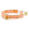 Cat Collar + Flower Set - "Peachy Keen" - Pink Peach Floral Cat Collar w/ Peach Felt Flower (Detachable) / Cat, Kitten + Small Dog Sizes