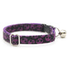 Skull Cat Collar + Flower Set - "Lydia" - Purple Cat Collar w/ Plum Felt Flower (Detachable) / Cat, Kitten + Small Dog Sizes