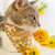 Retro Cat Bandana - "Groovy Garden" - Yellow 60s Floral Bandana for Cat + Small Dog / Fall, Spring, Summer / Slide-On Over the Collar Bandana