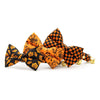 Fall Cat Bow Tie - "Autumn Night" - Maple Leaf Black Orange Bow Tie for Cat / Halloween / Cat + Small Dog Bowtie