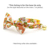 Cat Bow Tie - "Groovy Garden" - Yellow Retro Floral Bow Tie for Cat / Fall, Spring, Summer / Cat + Small Dog Bowtie