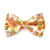 Cat Bow Tie - "Groovy Garden" - Yellow Retro Floral Bow Tie for Cat / Fall, Spring, Summer / Cat + Small Dog Bowtie