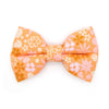 Bow Tie Cat Collar Set - "Peachy Keen" - Peachy Orange Pink Retro Floral Cat Collar with Bow Tie / Cat, Kitten, Small Dog Sizes