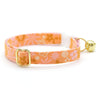 Bow Tie Cat Collar Set - "Peachy Keen" - Peachy Orange Pink Retro Floral Cat Collar with Bow Tie / Cat, Kitten, Small Dog Sizes