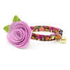 Cat Collar + Flower Set - "Harvest Wine" - Floral Cat Collar w/ Lavender Felt Flower (Detachable) / Cat, Kitten + Small Dog Sizes