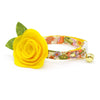 Cat Collar + Flower Set - "Groovy Garden" - Retro Floral Cat Collar w/ Yellow Felt Flower (Detachable) / Cat, Kitten + Small Dog Sizes