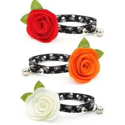 Cat Collar - "Misfit" - Black Pirate Skull Cat Collar / Halloween, Biker, Cool / Breakaway Buckle or Non-Breakaway / Cat, Kitten + Small Dog Sizes