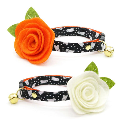 Halloween Cat Collar - "Chasing Ghosts" - Black Ghost Cat Collar / Breakaway Buckle or Non-Breakaway / Cat, Kitten + Small Dog Sizes