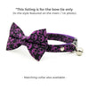 Skull Cat Bow Tie - "Lydia" - Edgy Purple Bow Tie for Cat / Halloween, Goth, Witchy, Emo / Cat + Small Dog Bowtie