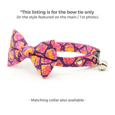 DnD Cat Bow Tie - "Magic Dice - Magenta" - Dungeons & Dragons D20 Bow Tie for Cat / Fantasy Nerd RPG Gamer Gift D&D / Cat + Small Dog Bowtie