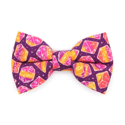 DnD Cat Bow Tie - "Magic Dice - Magenta" - Dungeons & Dragons D20 Bow Tie for Cat / Fantasy Nerd RPG Gamer Gift D&D / Cat + Small Dog Bowtie