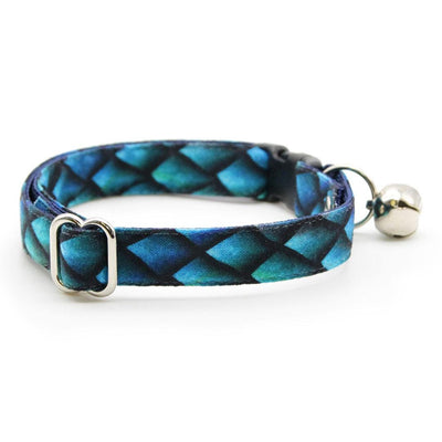 Cat Collar - "Dragon Scales - Blue" - Fantasy Dragon Cat Collar / Game of Thrones / Breakaway Buckle or Non-Breakaway / Cat, Kitten + Small Dog Sizes