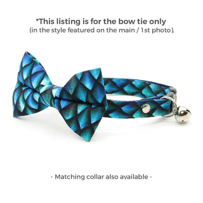 Dragon Cat Bow Tie - "Dragon Scales - Blue" - Fantasy Bow Tie for Cat / Game of Thrones / Cat + Small Dog Bowtie