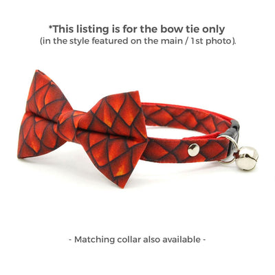 Dragon Cat Bow Tie - "Dragon Scales - Red" - Fantasy Bow Tie for Cat / Smaug, Game of Thrones / Cat + Small Dog Bowtie