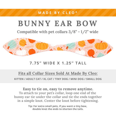 Cat Collar and Bunny Ear Bow Set - "Gourd Times" - Fall Pumpkin Cat Collar w/ Matching Bunny Bow Tie / Autumn + Thanksgiving / Cat, Kitten + Small Dog Sizes