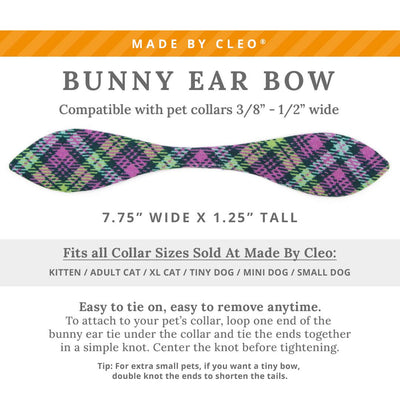 Cat Collar and Bunny Ear Bow Set - "Morgan Le Fey" - Purple Plaid Cat Collar w/ Matching Bunny Bow Tie / Cat, Kitten + Small Dog Sizes