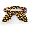 Cat Collar and Bunny Ear Bow Set - "Trick Or Treat" - Halloween Candy Corn Cat Collar w/ Matching Bunny Bow Tie / Cat, Kitten + Small Dog Sizes