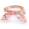 Cat Collar and Bunny Ear Bow Set - "Confetti Sprinkles" - Pink Birthday Cat Collar w/ Matching Bunny Bow Tie / Cat, Kitten + Small Dog Sizes