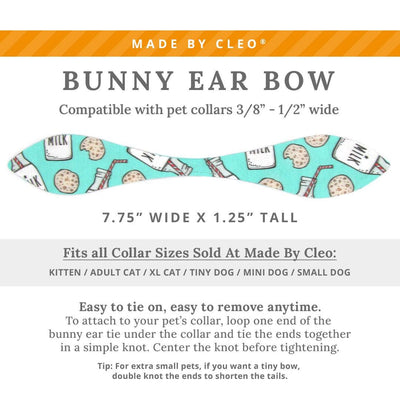 Cat Collar and Bunny Ear Bow Set - "Cookies and Milk - Mint" - Robin's Egg Blue Cookie Cat Collar w/ Matching Bunny Bow Tie / Fun, Food / Cat, Kitten + Small Dog Sizes