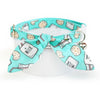 Cat Collar and Bunny Ear Bow Set - "Cookies and Milk - Mint" - Robin's Egg Blue Cookie Cat Collar w/ Matching Bunny Bow Tie / Fun, Food / Cat, Kitten + Small Dog Sizes