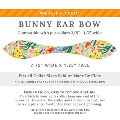 Cat Collar and Bunny Ear Bow Set - "Fantasia - Day" - Rifle Paper Co® Yellow Floral Cat Collar w/ Matching Bunny Bow Tie / Cat, Kitten + Small Dog Sizes