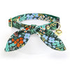 Cat Collar and Bunny Ear Bow Set - "Meadow" - Rifle Paper Co® Green Garden Floral Cat Collar w/ Matching Bunny Bow Tie / Cat, Kitten + Small Dog Sizes