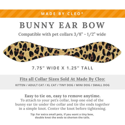 Cat Collar and Bunny Ear Bow Set - "Safari" - Tan Leopard Animal Print Cat Collar w/ Matching Bunny Bow Tie / Cat, Kitten + Small Dog Sizes