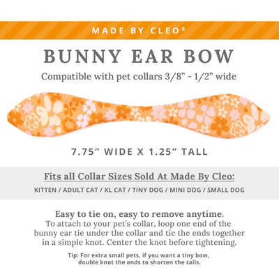 Cat Collar and Bunny Ear Bow Set - "Peachy Keen" - Pink Orange Retro Floral Cat Collar w/ Matching Bunny Bow Tie / Fall, Spring / Cat, Kitten + Small Dog Sizes