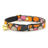 Cat Collar + Flower Set - "Pumpkin Toss" - Orange Pink Halloween Cat Collar w/ Baby Pink Felt Flower (Detachable) / Cat, Kitten + Small Dog Sizes