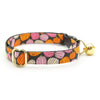 Cat Collar + Flower Set - "Pumpkin Toss" - Orange Pink Halloween Cat Collar w/ Baby Pink Felt Flower (Detachable) / Cat, Kitten + Small Dog Sizes