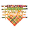 Cat Bandana - "Apple Crisp" - Red Yellow & Green Plaid Bandana for Cat + Small Dog / Fall + Thanksgiving / Slide-On Over the Collar Bandana