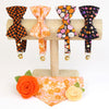 Bow Tie Cat Collar Set - "Peachy Keen" - Peachy Orange Pink Retro Floral Cat Collar with Bow Tie / Cat, Kitten, Small Dog Sizes