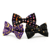 Moon Cat Bow Tie - "Cosmic" -  Black Celestial Starry Moon Bow Tie for Cat / Moon Phases, Luna, Stars / Cat + Small Dog Bowtie