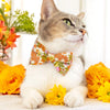 Bow Tie Cat Collar Set - "Groovy Garden" - Yellow Orange Retro Floral Cat Collar with Bow Tie / Cat, Kitten, Small Dog Sizes