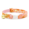 Bow Tie Cat Collar Set - "Peachy Keen" - Peachy Orange Pink Retro Floral Cat Collar with Bow Tie / Cat, Kitten, Small Dog Sizes