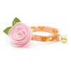 Cat Collar + Flower Set - "Peachy Keen" - Floral Cat Collar w/ Baby Pink Felt Flower (Detachable) / Cat, Kitten + Small Dog Sizes