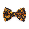 Fall Cat Bow Tie - "Autumn Night" - Maple Leaf Black Orange Bow Tie for Cat / Halloween / Cat + Small Dog Bowtie