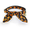 Cat Collar - "Autumn Night" - Fall Leaves Orange Black Cat Collar / Halloween + Fall / Breakaway Buckle or Non-Breakaway / Cat, Kitten + Small Dog Sizes