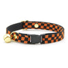 Bow Tie Cat Collar Set - "Punk Rock Halloween" - Black Orange Checkered Cat Collar with Bow Tie / Cat, Kitten, Small Dog Sizes